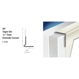 A4 Tape-On "L" Trim Outside Corner